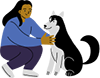 Illustration of a woman with a dog