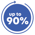 up to 90% coverage icon