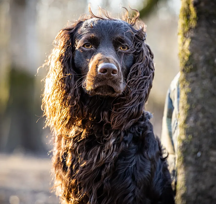 Black dog with curly fur